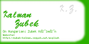 kalman zubek business card